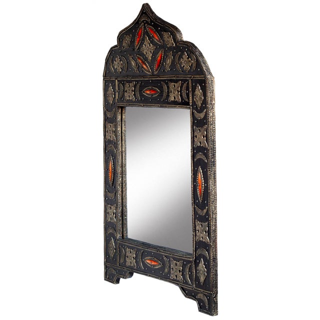A Handsome Vintage Handcrafted Moroccan Mirror. Imported from Marrakech, Morocco. Made by hand with several Materials such...