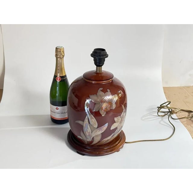 Table Lamp in Ceramic and Wood, France, 1970s For Sale - Image 6 of 10