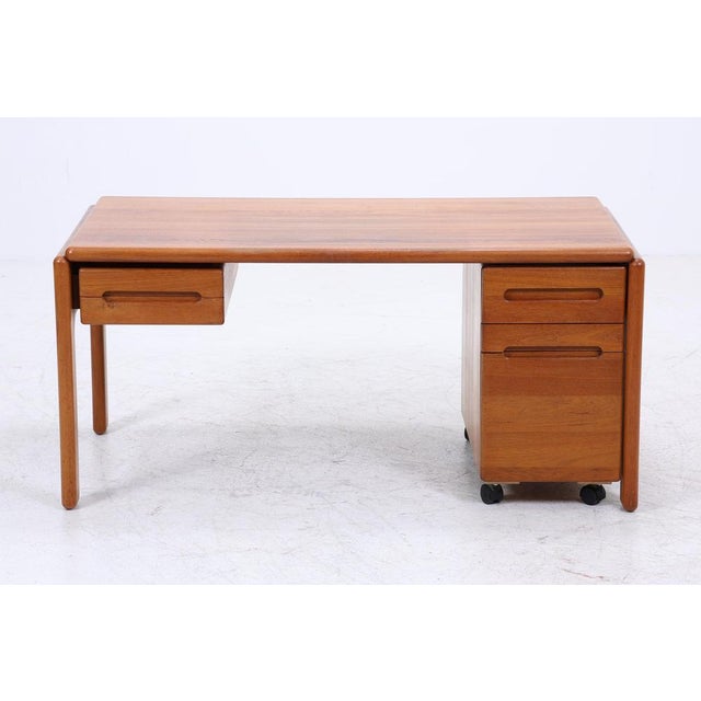 Mid-Century Wooden Desk with Drawer on Casters For Sale - Image 5 of 18