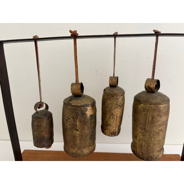 Mid 20th Century Vintage Cast Brass Bells – Rustic Hanging Bell Set For Sale - Image 5 of 13