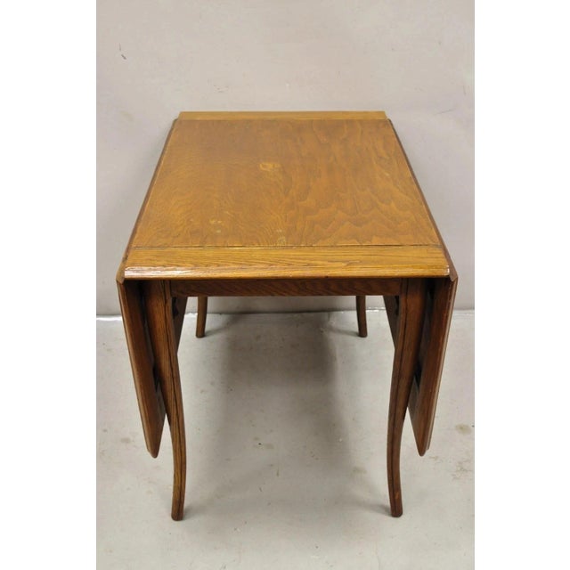Vintage Mid Century Modern Klismos Saber Leg Oak Wood Drop Leaf Dining Table For Sale - Image 12 of 12