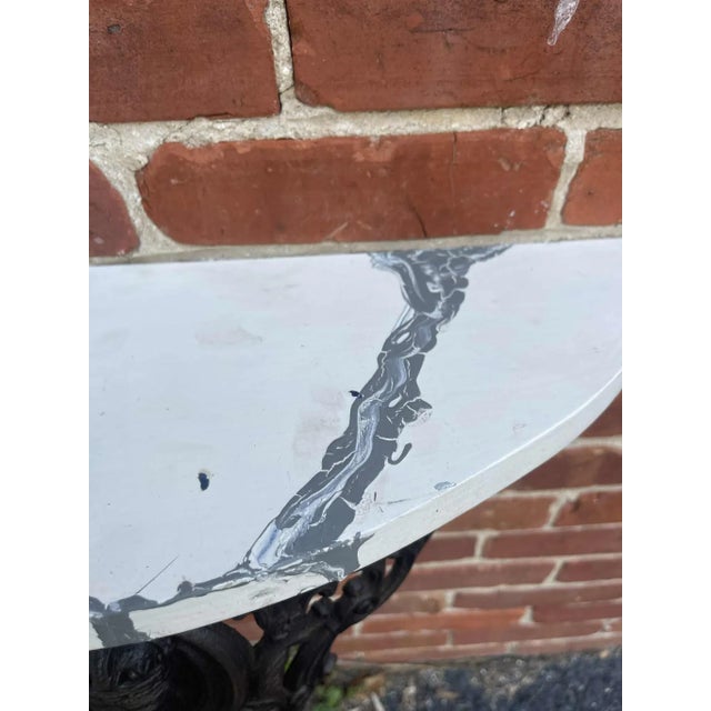 Metal Queen Victoria Era Console Table Cast Iron With Faux Marble For Sale - Image 7 of 8
