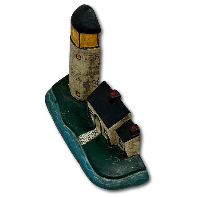 Excellent Antique American Cast Iron New England Cape Cod Lighthouse & Salt Box Cottage Doorstop Circa 1920s For Sale - Image 13 of 18