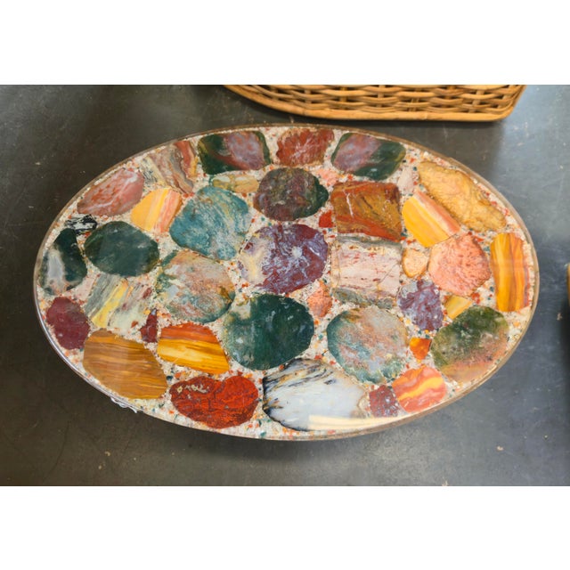Mid-Century Modern Vintage Stone and Resin Top Side Table For Sale - Image 3 of 8
