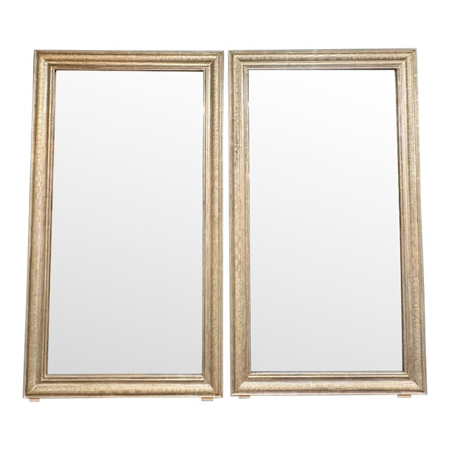 Pair of Rectangular Silver Louis Philippe Mirrors For Sale