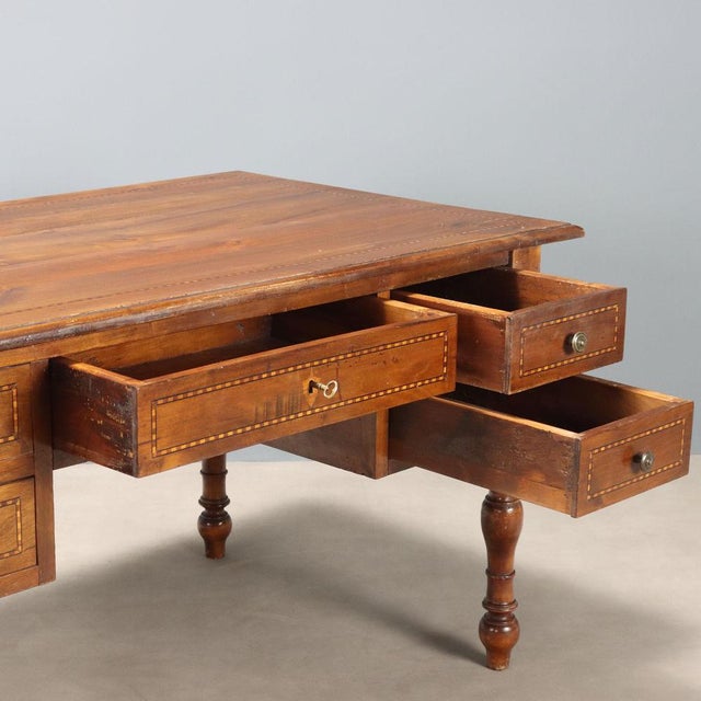 Italian Writing Desk in Walnut For Sale - Image 10 of 11