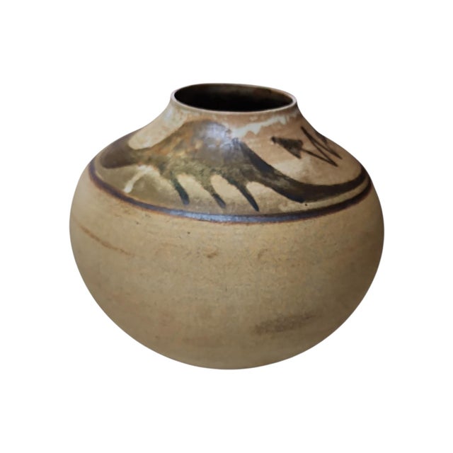 Rustic Vintage Studio Pottery Indigenous Style Vase For Sale - Image 3 of 7