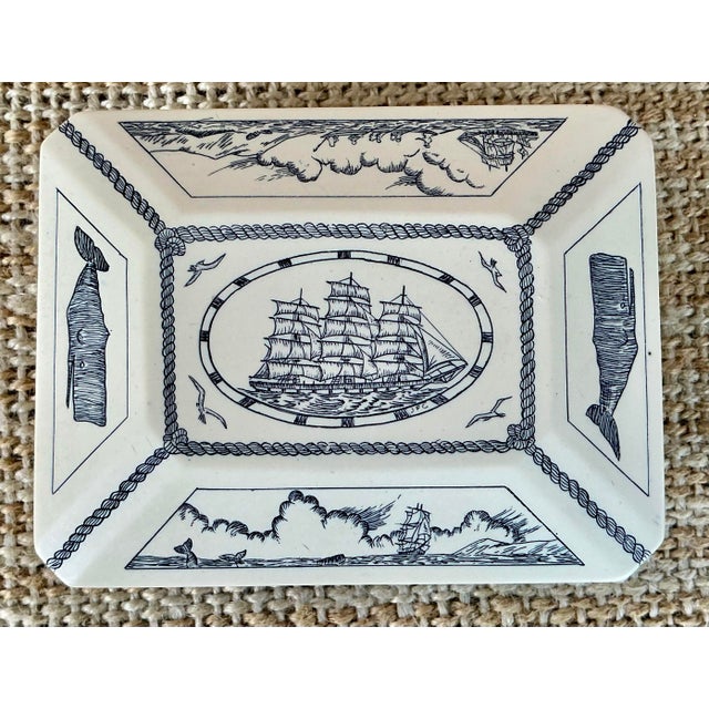 Plastic Vintage Faux Scrimshaw Beatrice Whaleship Trinket Jewelry Box Made in Great Britain For Sale - Image 7 of 12