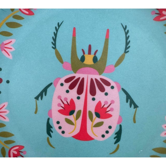 Illustration 1980s Set of 4 Vintage Butterfly Bug Plates - Picnic - Beedle, Moth Colorful Picknick Plated For Sale - Image 3 of 6