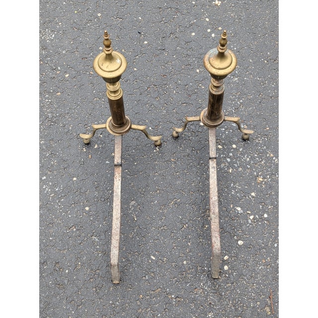 Black 1950s Pair of French Style Iron Andirons For Sale - Image 8 of 8