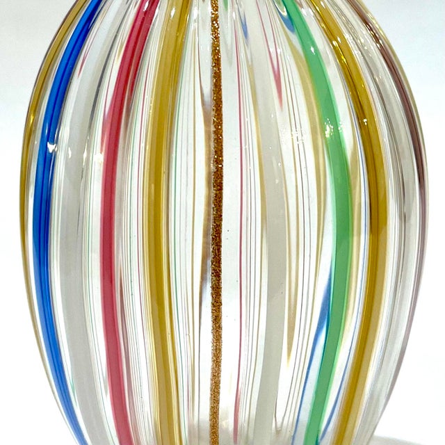 Glass 1990's Murano Attributed Glass Canne Striped Vase in the Manner of Fabiano Zanchi For Sale - Image 7 of 12