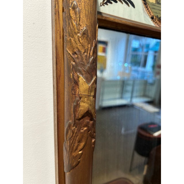 Gold Federal Giltwood Mirror With Reverse-Painted Tablet, Washington Motif For Sale - Image 8 of 9