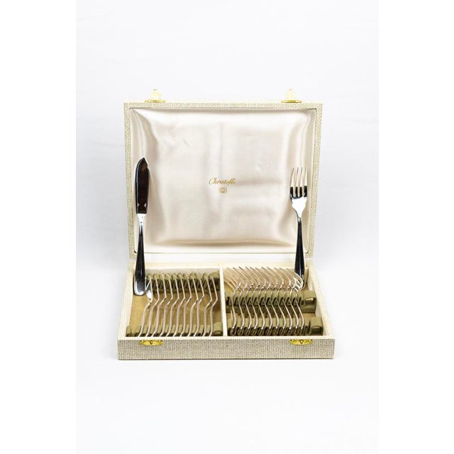 Silver-Plated Fish Service with Smooth Handles from Christofle, 1980s, Set of 24 For Sale - Image 3 of 18