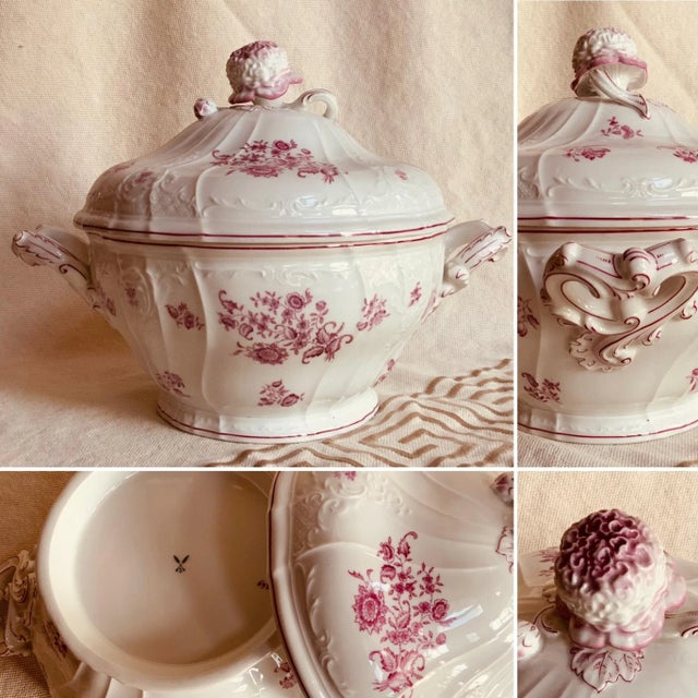 Antique White French Porcelain Soup Tureen With Lid, Circa 1820 — Rose Floral For Sale - Image 8 of 12