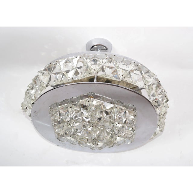 1970s Kinkeldey German Mid-Century Modern Chrome & Crystal Flush Mount Ceiling Light Fixture For Sale - Image 13 of 13