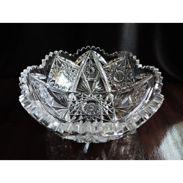 This fine cut glass bowl is an early piece of American Brilliant Cut Glass made by the J. Hoare & Co. and it has been...