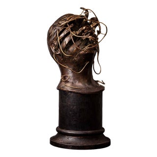 René Hetzel, Bust with Snakes, 1920s, Bronze For Sale