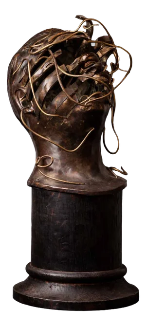 René Hetzel, Bust with Snakes, 1920s, Bronze