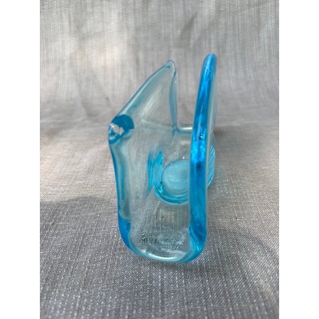 Mid-Century Modern Vintage Folded Blue Art Glass Napkin Holder For Sale - Image 3 of 12