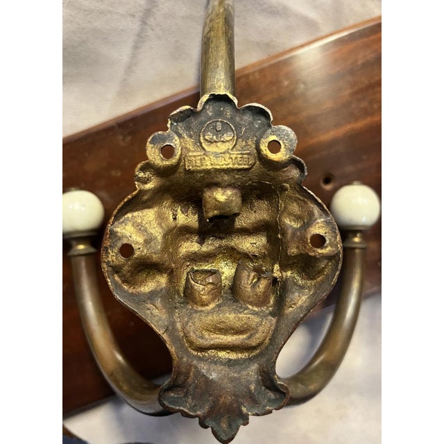 Antique 19th Century Gothic Four Hat and Coat Hooks in Brass and Ceramic, 1890s For Sale - Image 16 of 18