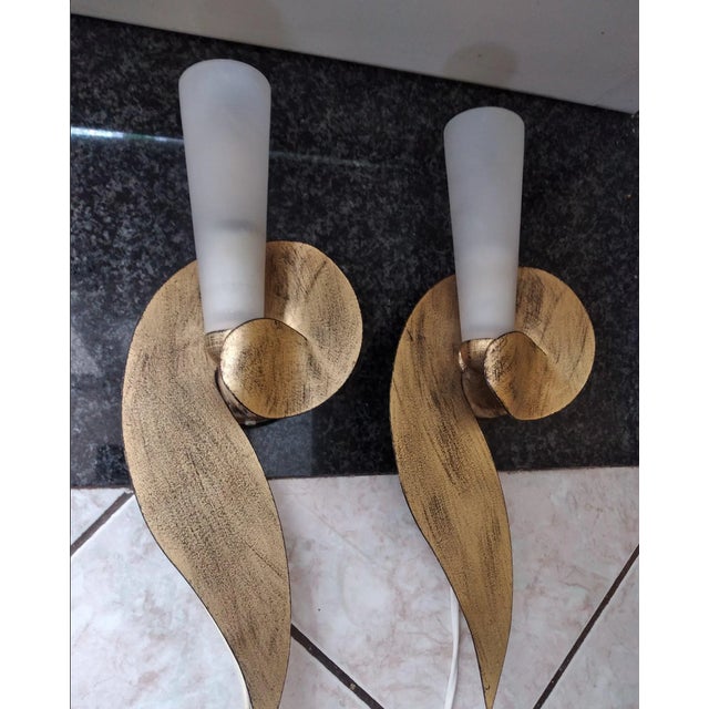 Mid-Century Modern Gilded Murano Glass Wall Lights from Banci Firenze, 1970s, Set of 2 For Sale - Image 9 of 9