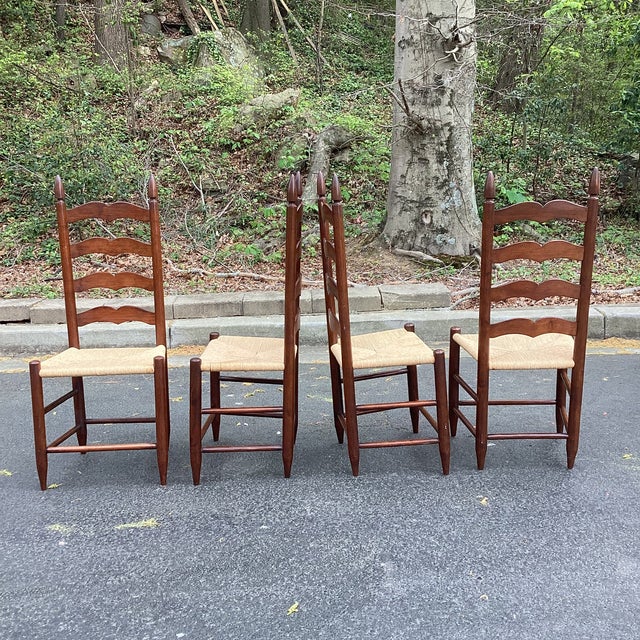 Vintage Classic Ladderback Chairs With Rush Seats For Sale - Image 4 of 6