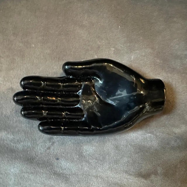 1990s Alfredo Barbini Modern Black Murano Glass Paperweight Depicting an Hand For Sale - Image 10 of 10