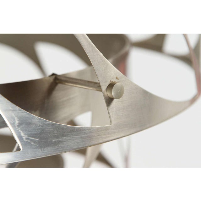 Contemporary 1980s Brushed Aluminum Mid-Century Fixture For Sale - Image 3 of 9
