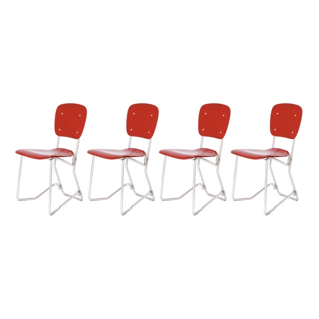 Aluflex Stacking Chairs by Armin Wirth, Germany, 1951, Set of 4 For Sale
