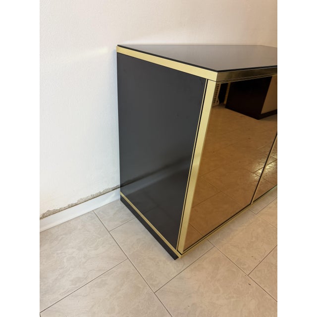 Gold Mirrored Glass and Brass Storage Units attributed to Renato Zevi, 1970s, Set of 2 For Sale - Image 15 of 18