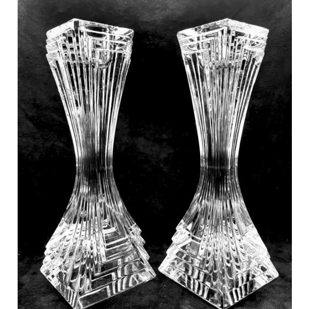 Vintage 1980s Mikasa Attributed Crystal City Lights Art Deco Candle Holder Pair For Sale - Image 18 of 18