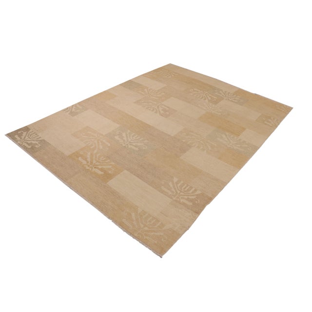 Abstract Boho Chic Gabbeh Tan/Brown Wool Rug - 10'0'' X 13'3'' For Sale - Image 3 of 10