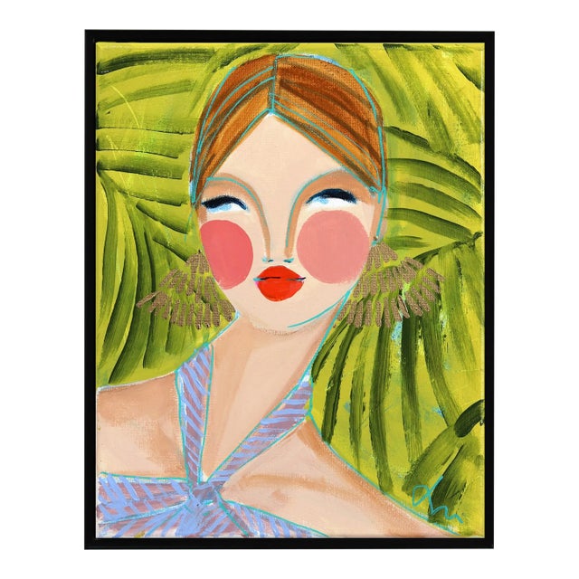 Miss Priss Palms 5 - Colorful Abstract Figurative Portrait Painting Original Artwork by Lindsey McCord For Sale