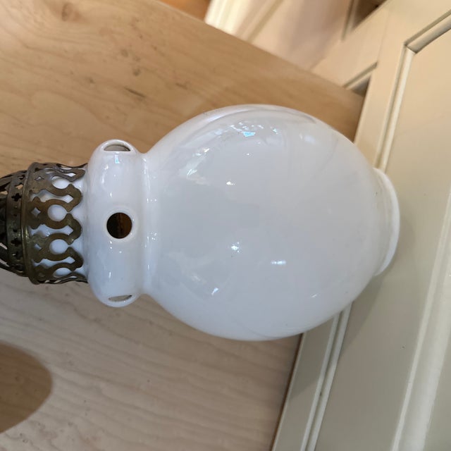 American Vintage Brass Wall Sconce With Vintage Gas Shade For Sale - Image 3 of 5