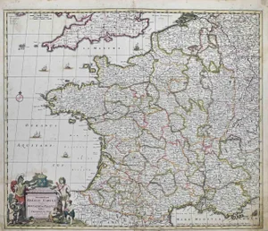 Accuratissima Galliae Tabula Map Etching by Frederick de Wit, 1680s