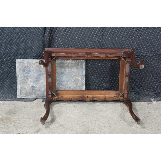 Antique Belle Epoque French Louis XV Style Walnut Marble Side Table Plant Stand For Sale - Image 18 of 18