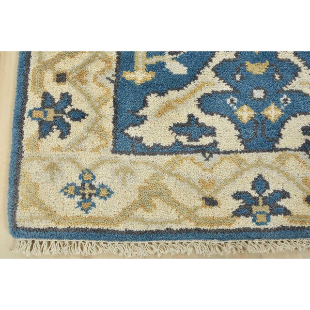 Oushak Runner 2’7” X 9’11” Blue Wool Tribal Hand-Knotted Oriental Rug For Sale - Image 10 of 13