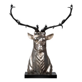 Silver-Plated Metal Candlestick, 1970s For Sale