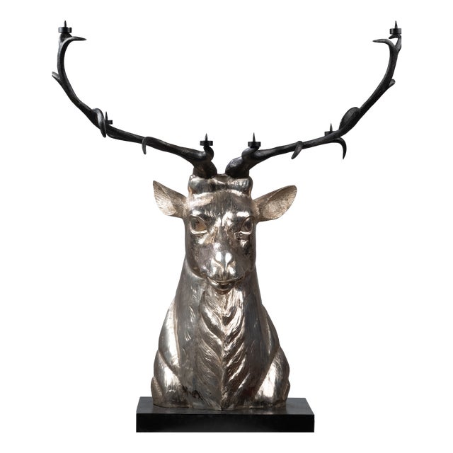 Silver-Plated Metal Candlestick, 1970s For Sale