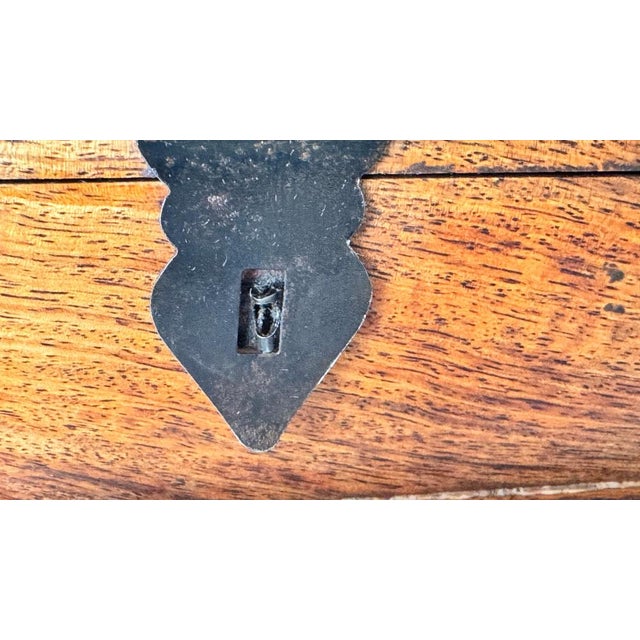 Metal French Wooden Box with Geometric Floral Ceramic Inlay, 1950s For Sale - Image 7 of 15