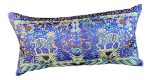 Hollywood Regency Royal Blue & Green Asian Chinoiserie Boudoir Pillow