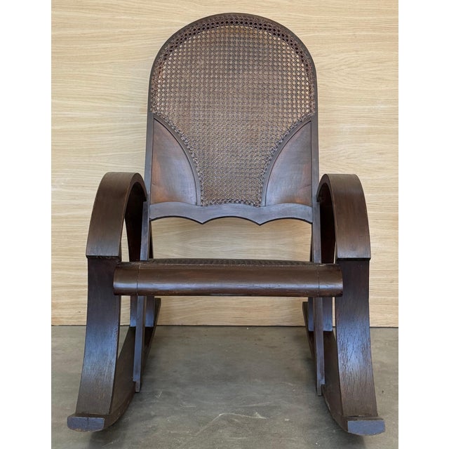Mid 20th Century Pair of Bentwood Rocking Chairs with Cane Seat and Back For Sale - Image 10 of 18