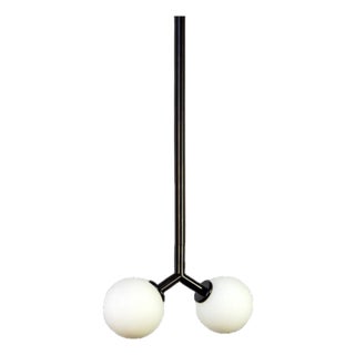 Y Pendant Mini, Black, 35in H, 3 Inch Glass Globes, by Research.Lighting, Modern, Minimal Hanging Light For Sale