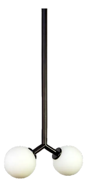 Y Pendant Mini, Black, 35in H, 3 Inch Glass Globes, by Research.Lighting, Modern, Minimal Hanging Light