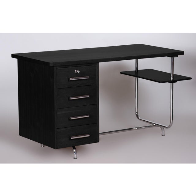 Czech Bauhaus Oak Writing Desk attributed to Jindrich Halabala for Up Závody, 1930s For Sale - Image 10 of 10