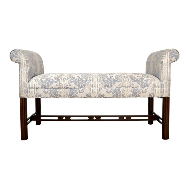 1970’s Hollywood Regency Scroll Arm Bench For Sale