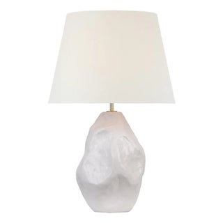AERIN by Visual Comfort Signature Rocco 27" Table Lamp in White with Linen Shade For Sale