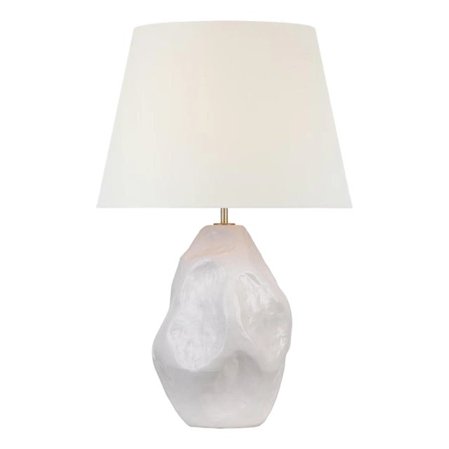 AERIN by Visual Comfort Signature Rocco 27" Table Lamp in White with Linen Shade For Sale