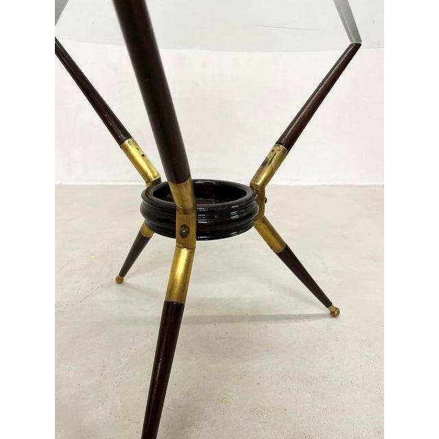 Metal Coffee Table in Brass, Glass and Wood, 1950s For Sale - Image 7 of 8