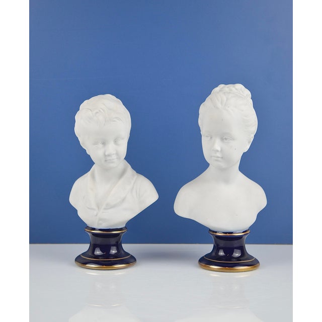 After Houdon, Brongniart Children Busts, 1950s, Porcelain, Set of 2 For Sale - Image 14 of 14